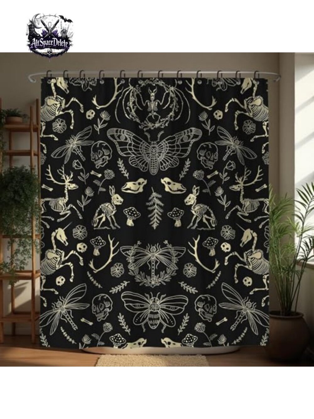 Goth Skull Shower Curtain 72x72 Polyester Gothic Home Decor